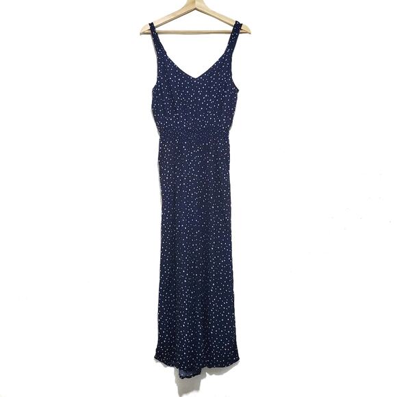 LOFT | Blue Polka-dot Ankle Crop Jumpsuit with Pockets - Picture 3 of 11